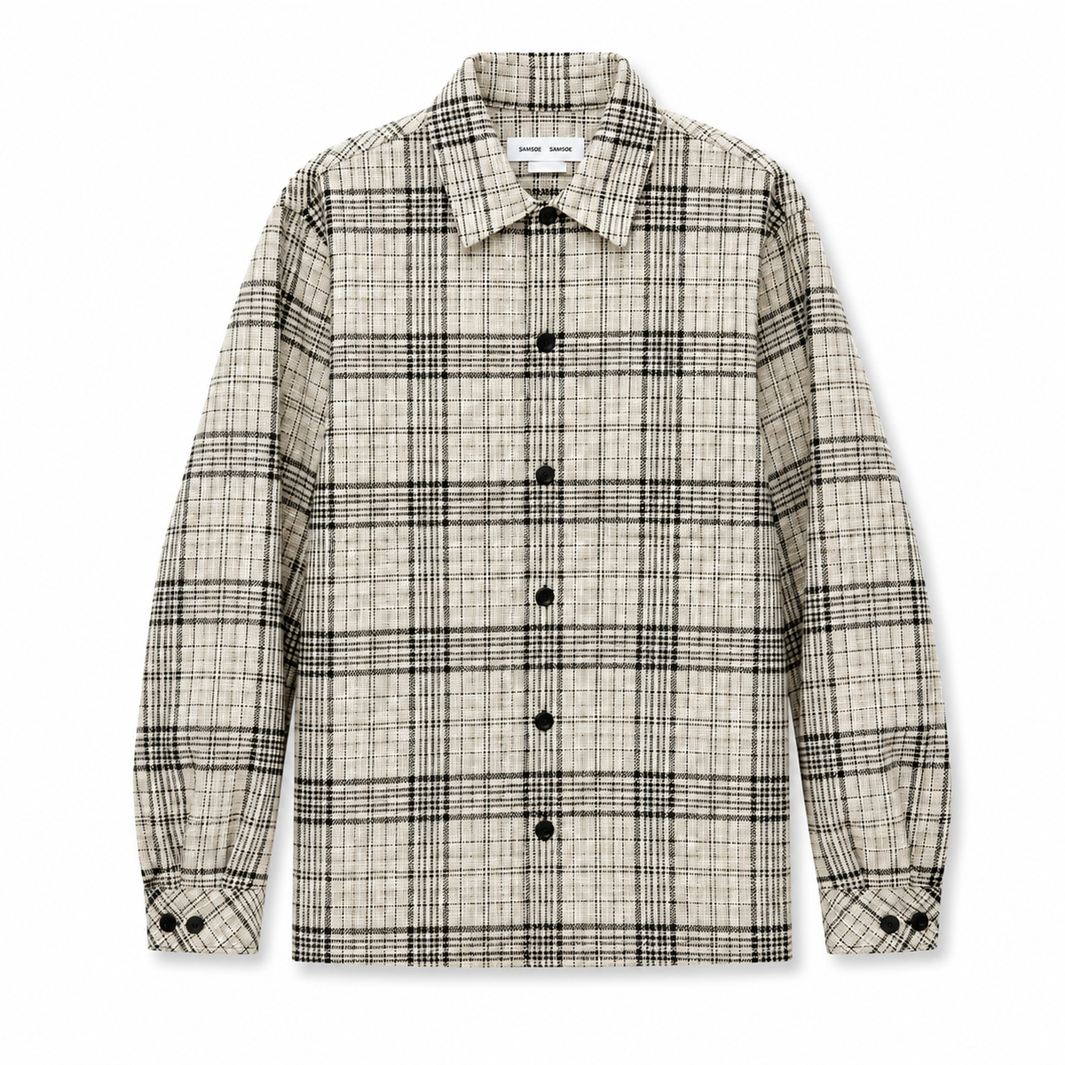 Samsøe Samsøe Taka JS overshirt i tern, afslappet trøje med klassisk mønster, vist i et holdt og stilfuldt design