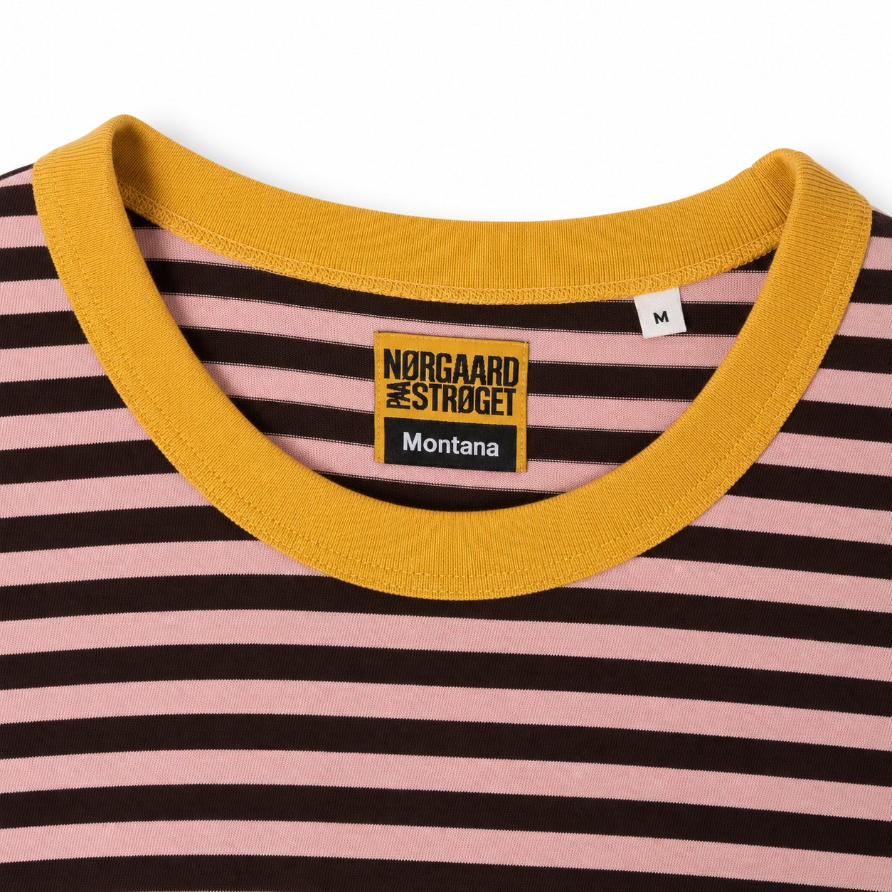 Mads Nørgaard Montana stribet T-shirt med rund hals og korte ærmer, afslappet pasform i blåt og hvidt print